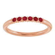 14K Rose Natural Ruby Stackable Ring