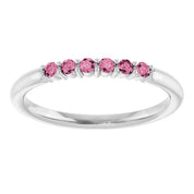 Sterling Silver Natural Pink Tourmaline Stackable Ring