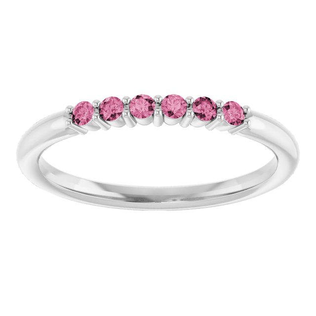 Sterling Silver Natural Pink Tourmaline Stackable Ring