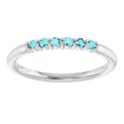 Sterling Silver Natural Blue Zircon Stackable Ring