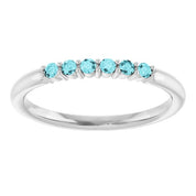 Sterling Silver Natural Blue Zircon Stackable Ring
