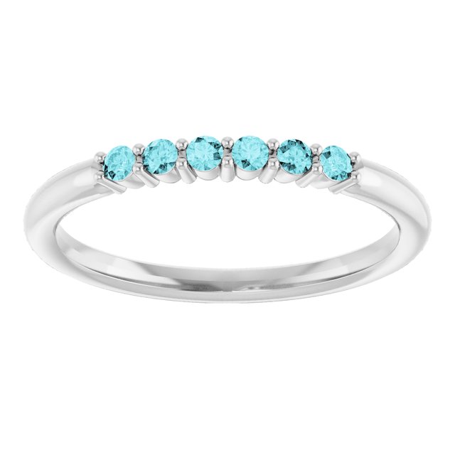 Sterling Silver Natural Blue Zircon Stackable Ring
