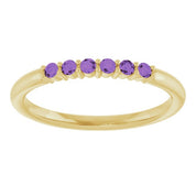 14K Yellow Natural Amethyst Stackable Ring