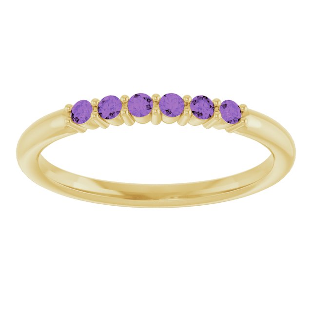 14K Yellow Natural Amethyst Stackable Ring