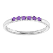 Platinum Natural Amethyst Stackable Ring