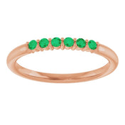 14K Rose Natural Emerald Stackable Ring