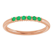14K Rose Natural Emerald Stackable Ring