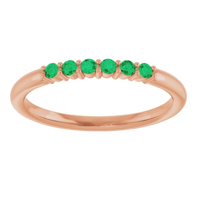 14K Rose Natural Emerald Stackable Ring