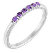 Platinum Natural Amethyst Stackable Ring