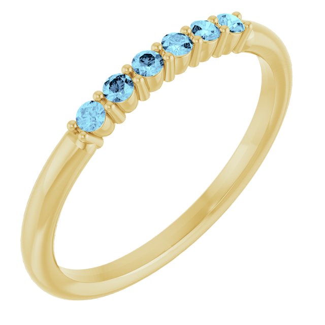 14K Yellow Natural Aquamarine Stackable Ring