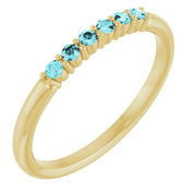 14K Yellow Natural Blue Zircon Stackable Ring