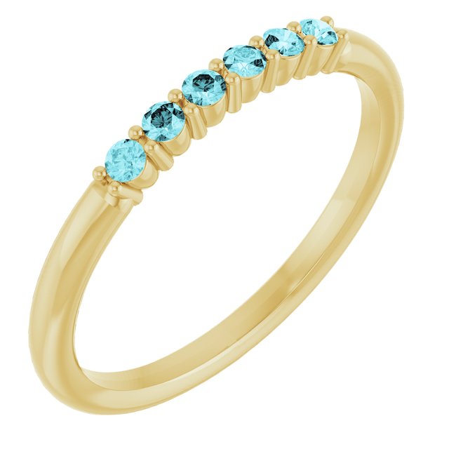 14K Yellow Natural Blue Zircon Stackable Ring