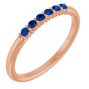 14K Rose Natural Blue Sapphire Stackable Ring