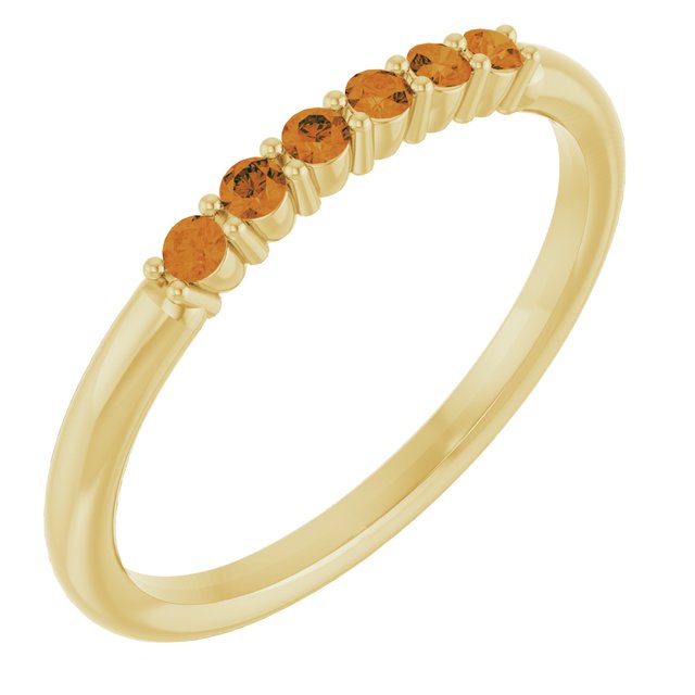 14K Yellow Natural Citrine Stackable Ring