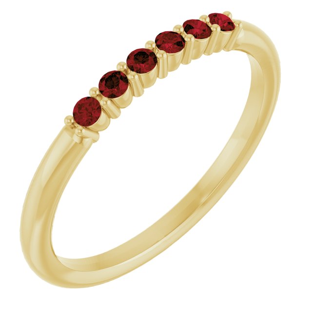 14K Yellow Natural Mozambique Garnet Stackable Ring