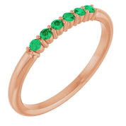 14K Rose Natural Emerald Stackable Ring