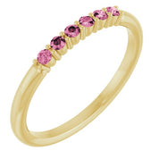 14K Yellow Natural Pink Tourmaline Stackable Ring
