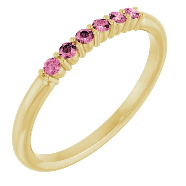 14K Yellow Natural Pink Tourmaline Stackable Ring
