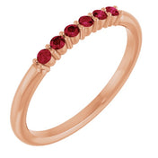 14K Rose Natural Ruby Stackable Ring