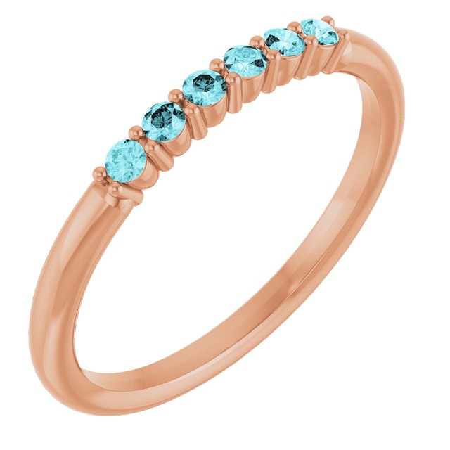 14K Rose Natural Blue Zircon Stackable Ring