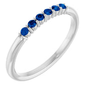 14K White Natural Blue Sapphire Stackable Ring