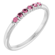 14K White Natural Pink Tourmaline Stackable Ring