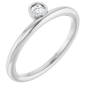 Platinum 1/10 CT Natural Diamond Stackable Ring