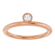 14K Rose 1/10 CT Natural Diamond Stackable Ring