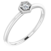Platinum .06 CTW Natural Diamond Hexagon Stackable Ring
