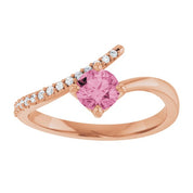 14K Rose Natural Pink Tourmaline & 1/10 CTW Natural Diamond Bypass Ring