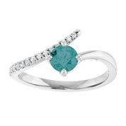 14K White Lab-Grown Alexandrite & 1/10 CTW Natural Diamond Bypass Ring