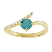 14K Yellow Lab-Grown Alexandrite & 1/10 CTW Natural Diamond Bypass Ring