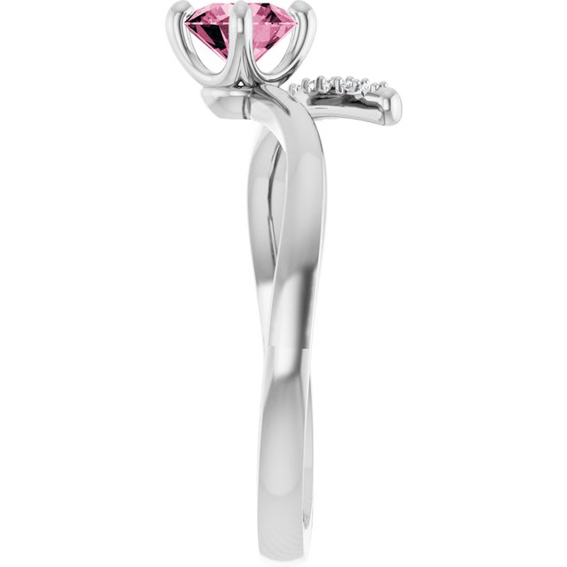 14K White Natural Pink Tourmaline & 1/10 CTW Natural Diamond Bypass Ring