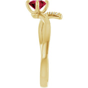 14K Yellow Lab-Grown Ruby & 1/10 CTW Natural Diamond Bypass Ring