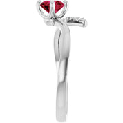 14K White Natural Ruby & 1/10 CTW Natural Diamond Bypass Ring
