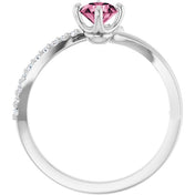 Platinum Natural Pink Tourmaline & 1/10 CTW Natural Diamond Bypass Ring