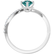 14K White Lab-Grown Alexandrite & 1/10 CTW Natural Diamond Bypass Ring