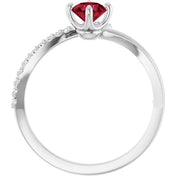 Sterling Silver Natural Ruby & 1/10 CTW Natural Diamond Bypass Ring