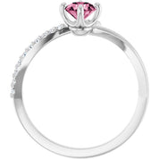 14K White Natural Pink Tourmaline & 1/10 CTW Natural Diamond Bypass Ring