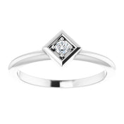 14K White .06 CTW Natural Diamond Stackable Geometric Ring