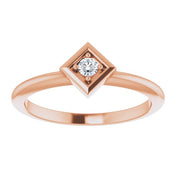 14K Rose .06 CTW Natural Diamond Stackable Geometric Ring
