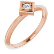14K Rose .06 CTW Natural Diamond Stackable Geometric Ring