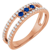 14K Rose Lab-Grown Blue Sapphire & 1/4 CTW Natural Diamond Ring