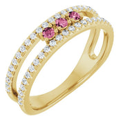14K Yellow Natural Pink Tourmaline & 1/4 CTW Natural Diamond Ring