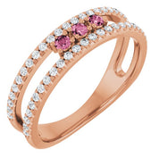 14K Rose Natural Pink Tourmaline & 1/4 CTW Natural Diamond Ring