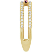 14K Yellow Natural Pink Tourmaline & 1/4 CTW Natural Diamond Ring