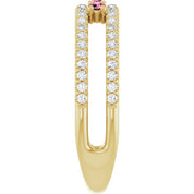 14K Yellow Natural Pink Tourmaline & 1/4 CTW Natural Diamond Ring