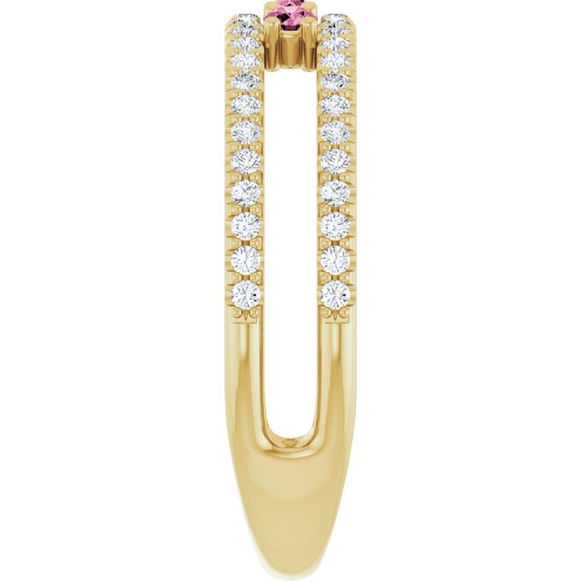 14K Yellow Natural Pink Tourmaline & 1/4 CTW Natural Diamond Ring