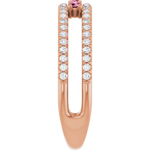 14K Rose Natural Pink Tourmaline & 1/4 CTW Natural Diamond Ring