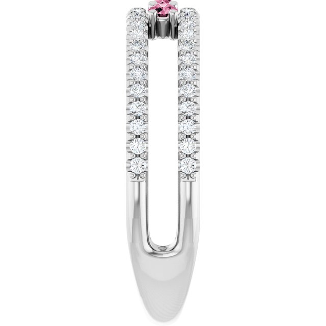Sterling Silver Natural Pink Tourmaline & 1/4 CTW Natural Diamond Ring